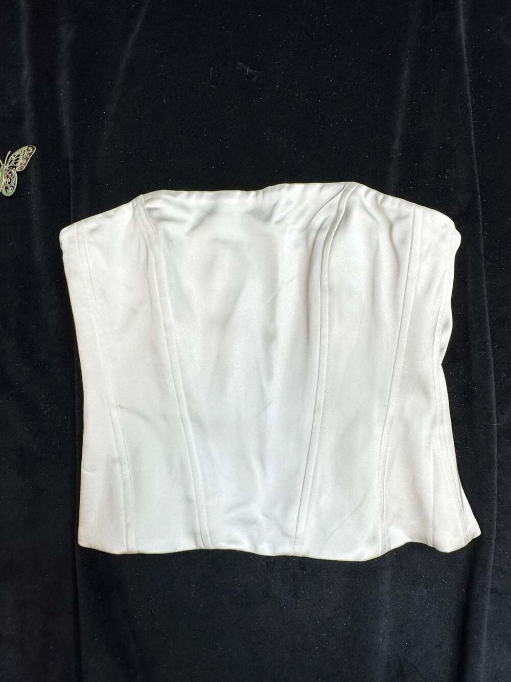 Aritiza ten Strapless Satin white Corset Top in Milk